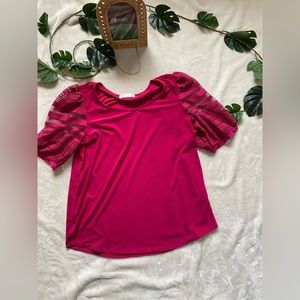 Fuchsia Top with Puff Detail Sleeves